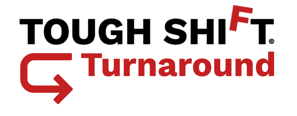 TOUGH SHIFT Turnaround logo with reverse course graphic